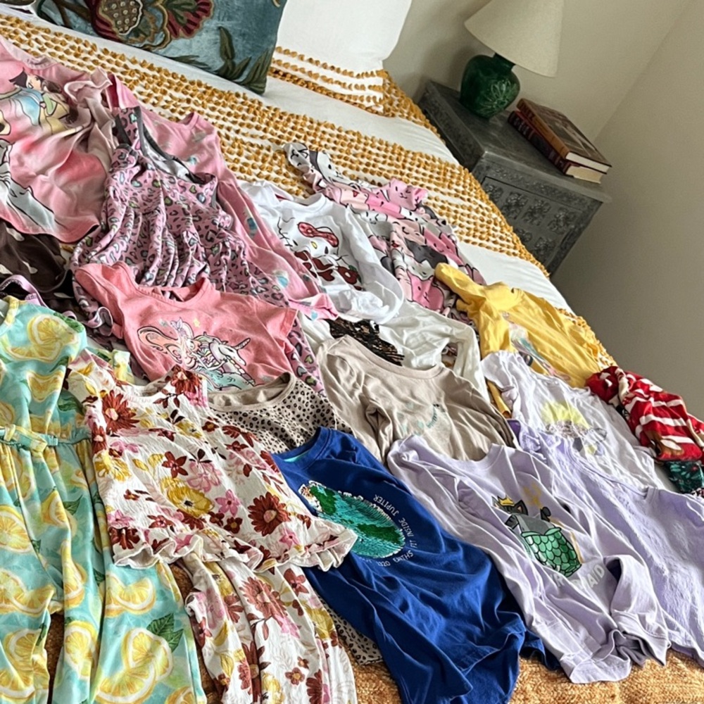 Lot of Girls' Dresses, Jumpsuits, Tops, PJs,- priced a $1 per item